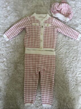 Adorable Pink & White Knit 3-Piece Set